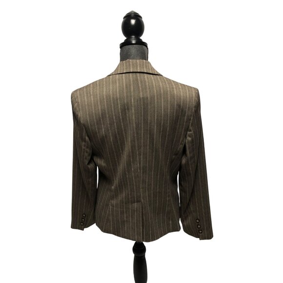 Evan Picone Blazer Womens Size 12 Brown Pinstripe Stretch Lined Jacket Career - Picture 5 of 7